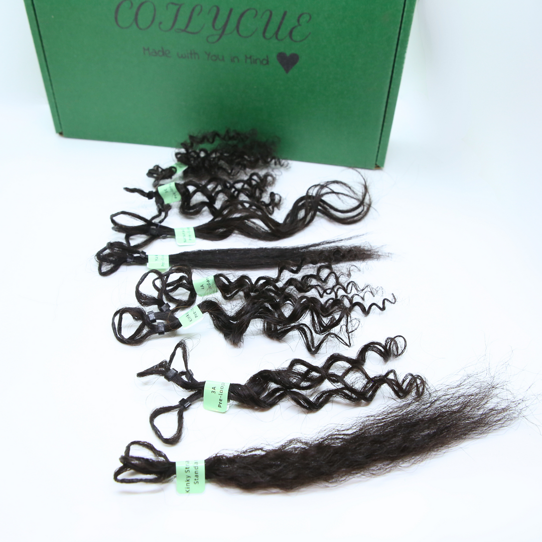 Kit de amostra de textura de extensões de crochê de cabelo humano de 8" - todas as texturas