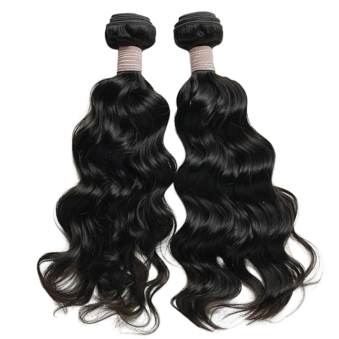 Natural Wave Human Hair Wefted Bundles