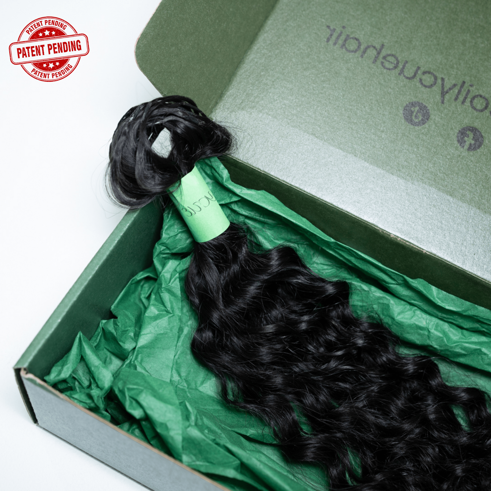 Close-up of defined 3C curl pattern in 100% virgin human hair