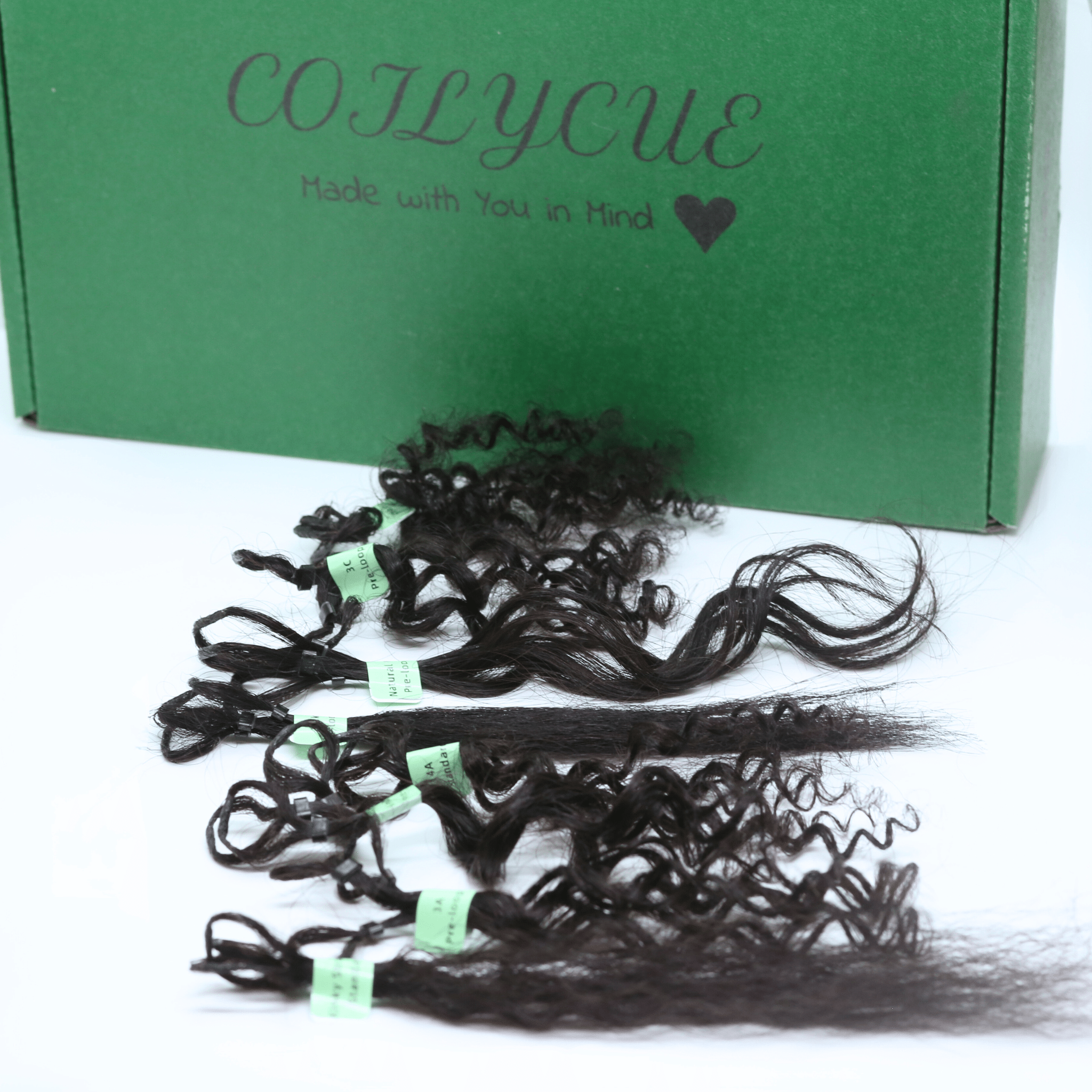 8" Human Hair Crochet Extensions Texture Sample Kit - All Textures - coilycuehair