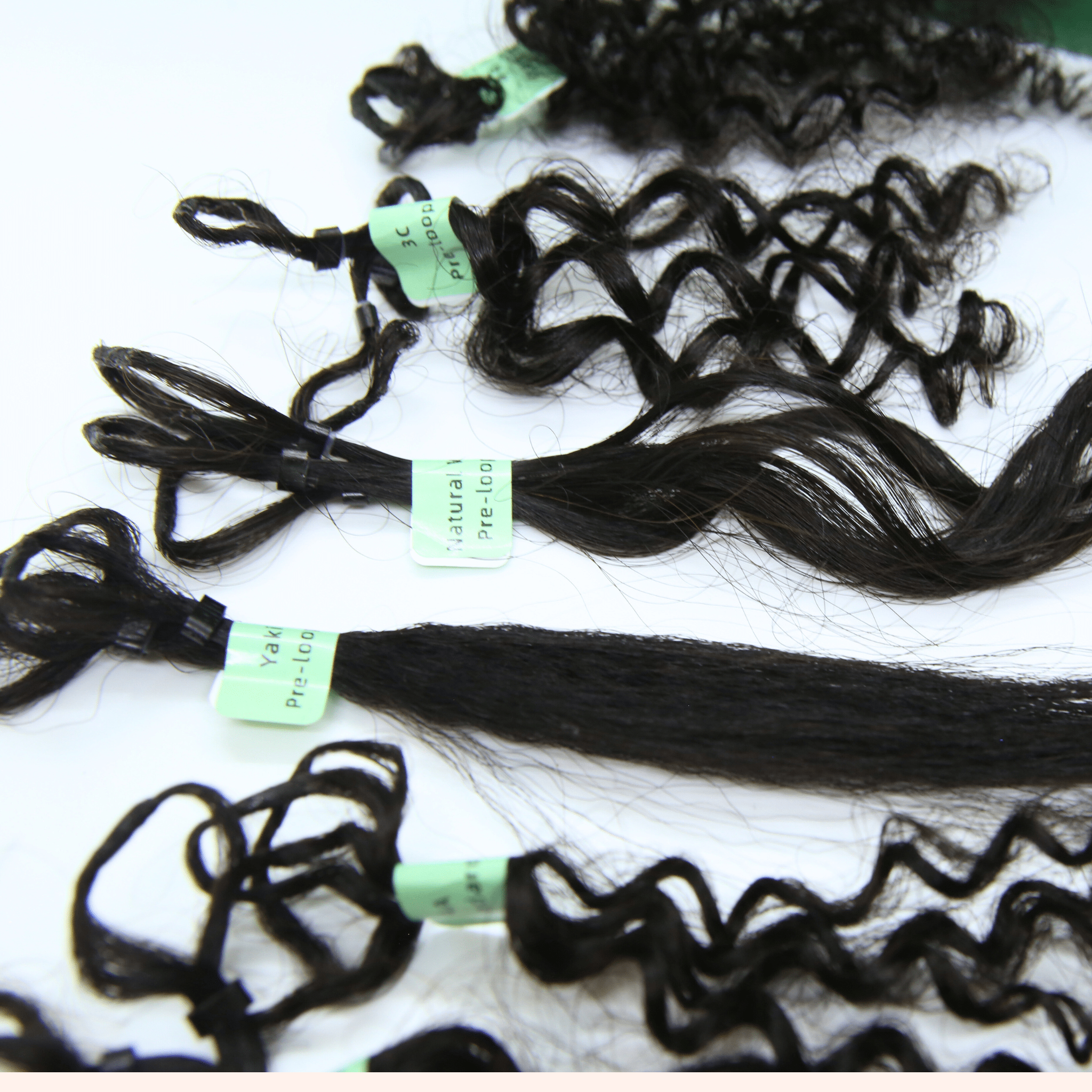 8" Human Hair Crochet Extensions Texture Sample Kit - All Textures - coilycuehair