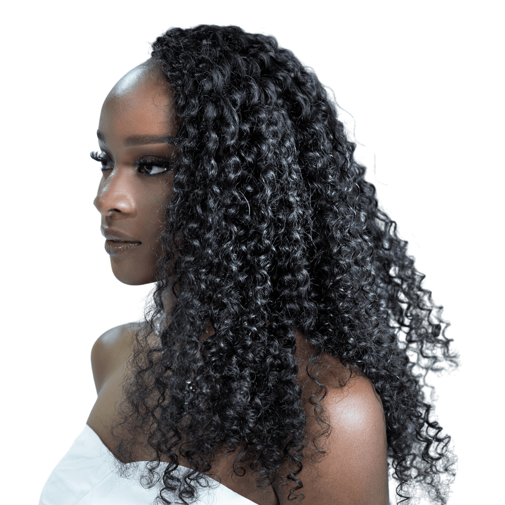 100% Virgin Human Hair Curly Bundles close-up