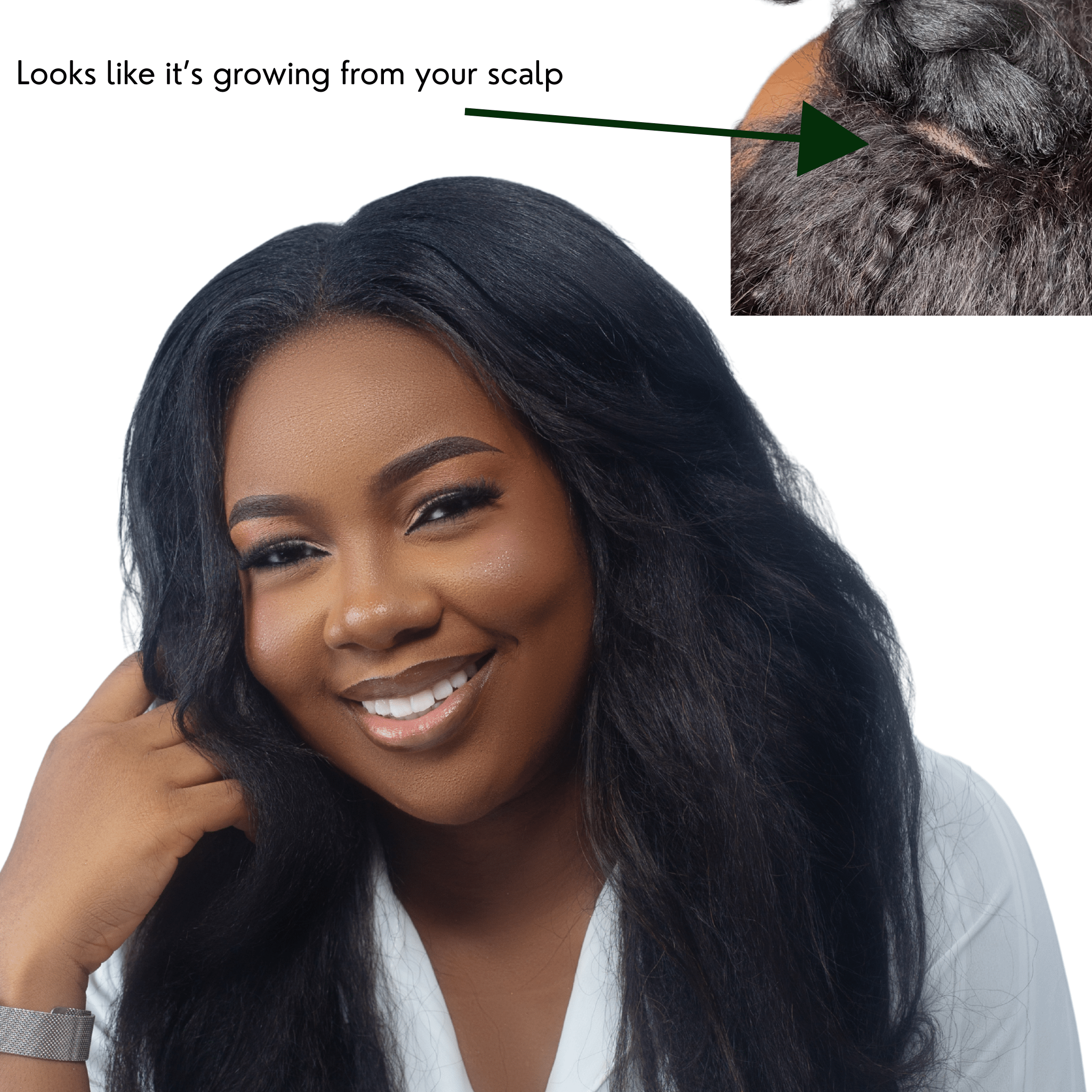 Drop 001: The Invisible Crown (Kinky Straight Invisible U - Part Wig) - coilycuehair