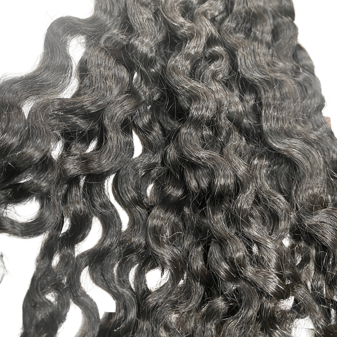 Human Hair Crochet Extensions - 3A Texture - close up