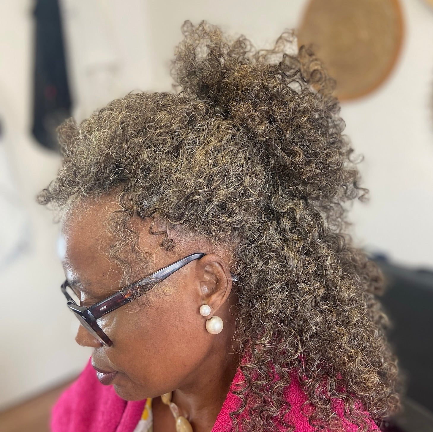 Invisible micro-ring crochet install with salt and pepper and grey human hair