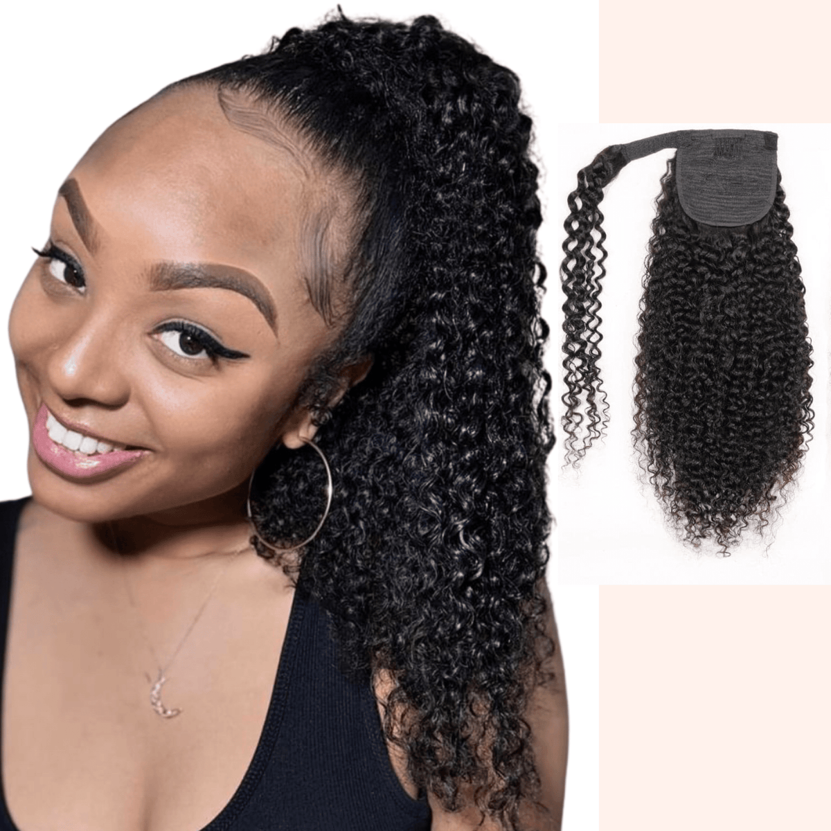 Kinky Curly Wrap Around Ponytail - Virgin Human Hair - coilycuehair