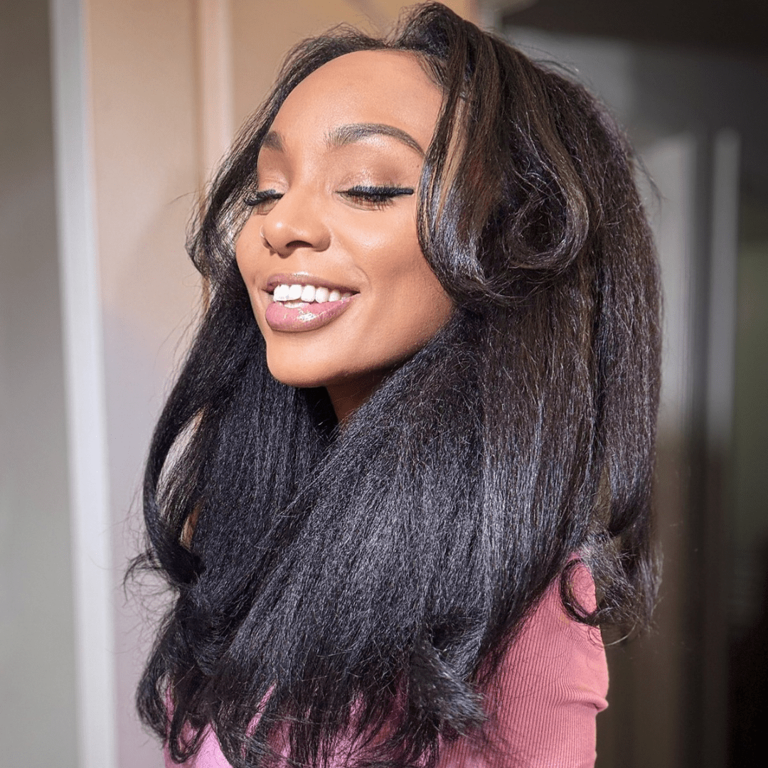 Kinky Straight Human Hair Clip In Extensions - coilycuehair