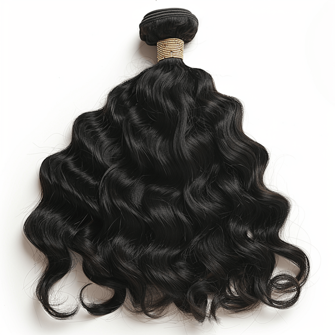 100% Virgin Human Hair Natural Wave Bundles styled in loose waves