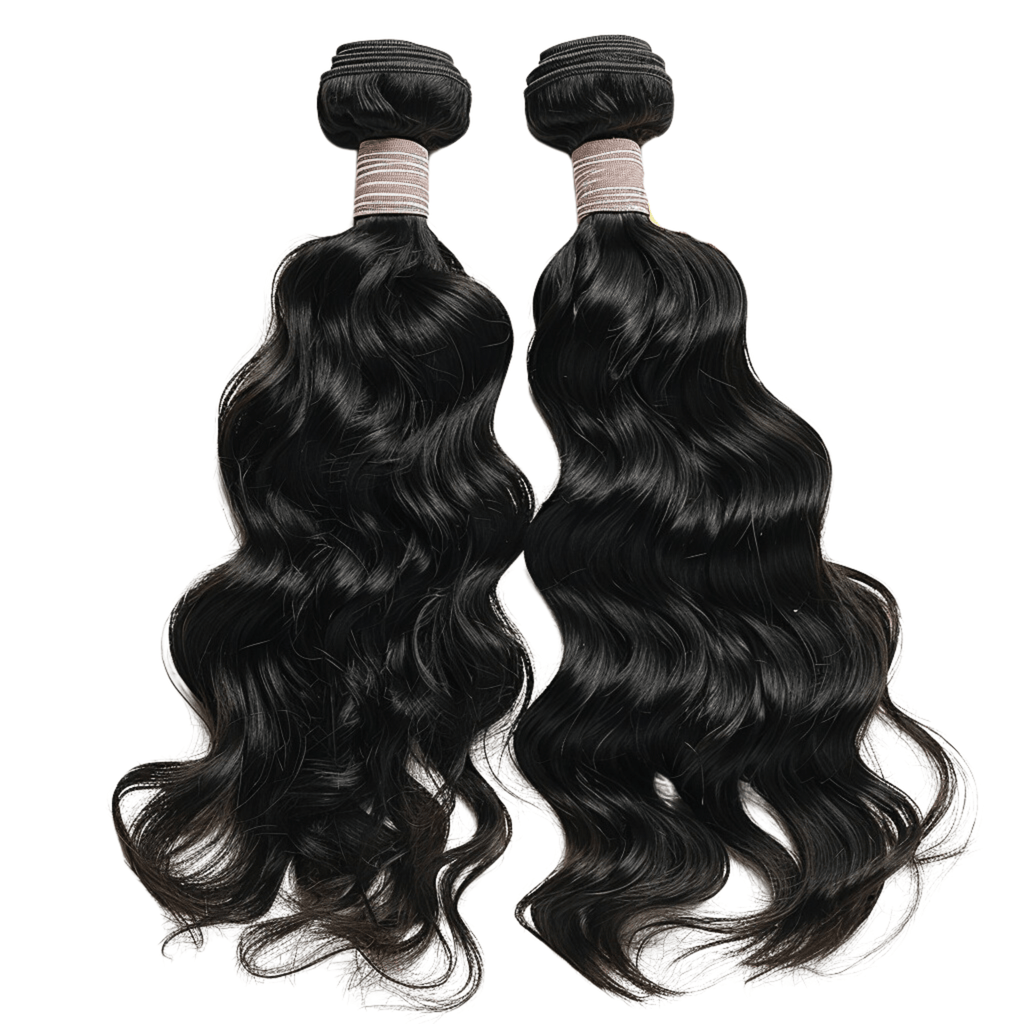 100% Virgin Human Hair Natural Wave Bundles styled in loose waves