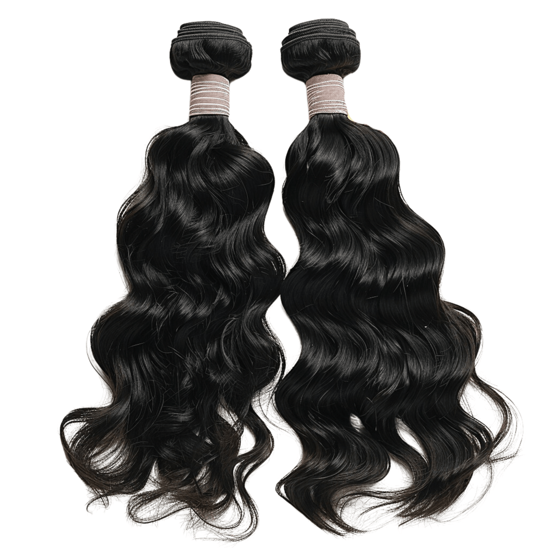 100% Virgin Human Hair Natural Wave Bundles styled in loose waves