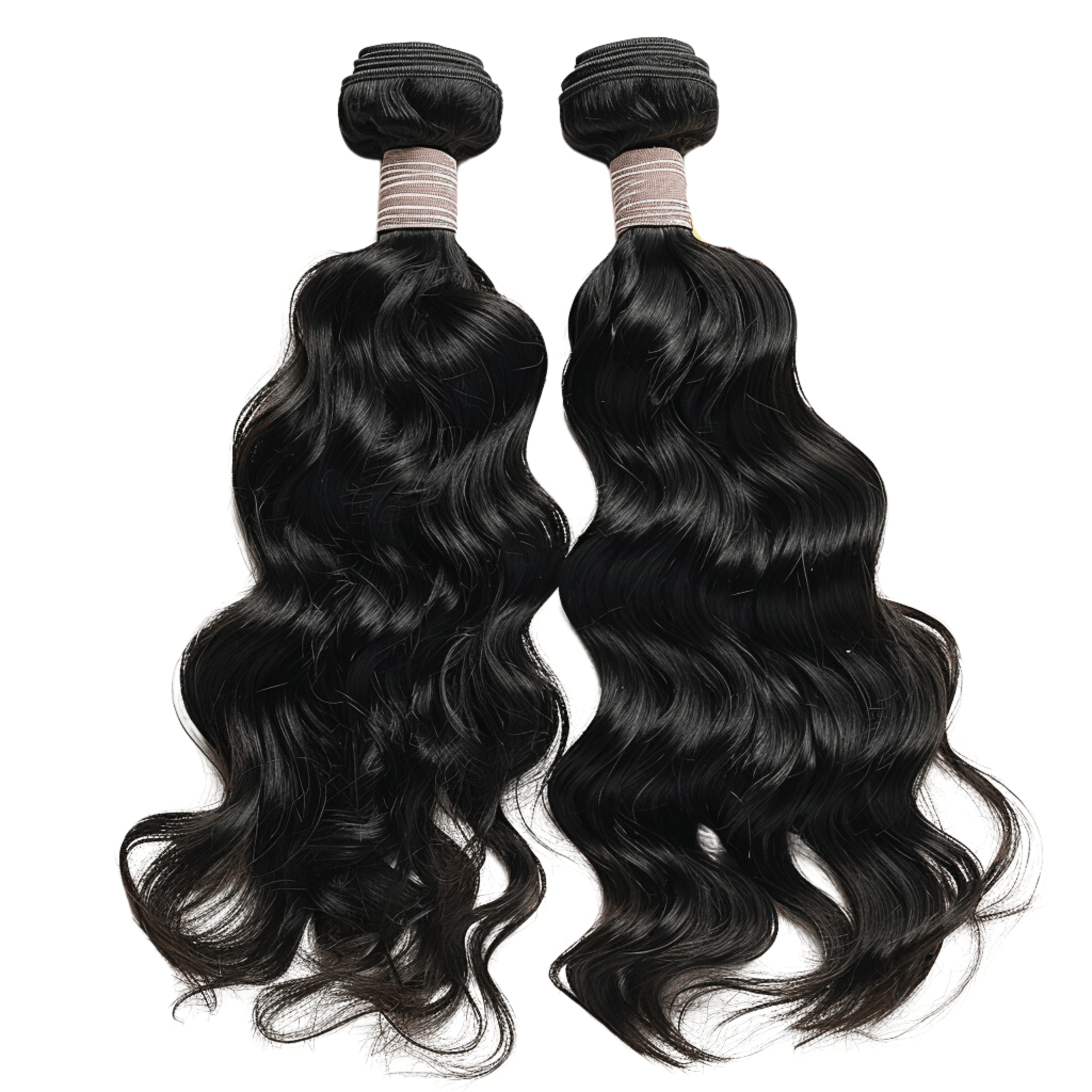 100% Virgin Human Hair Natural Wave Bundles styled in loose waves