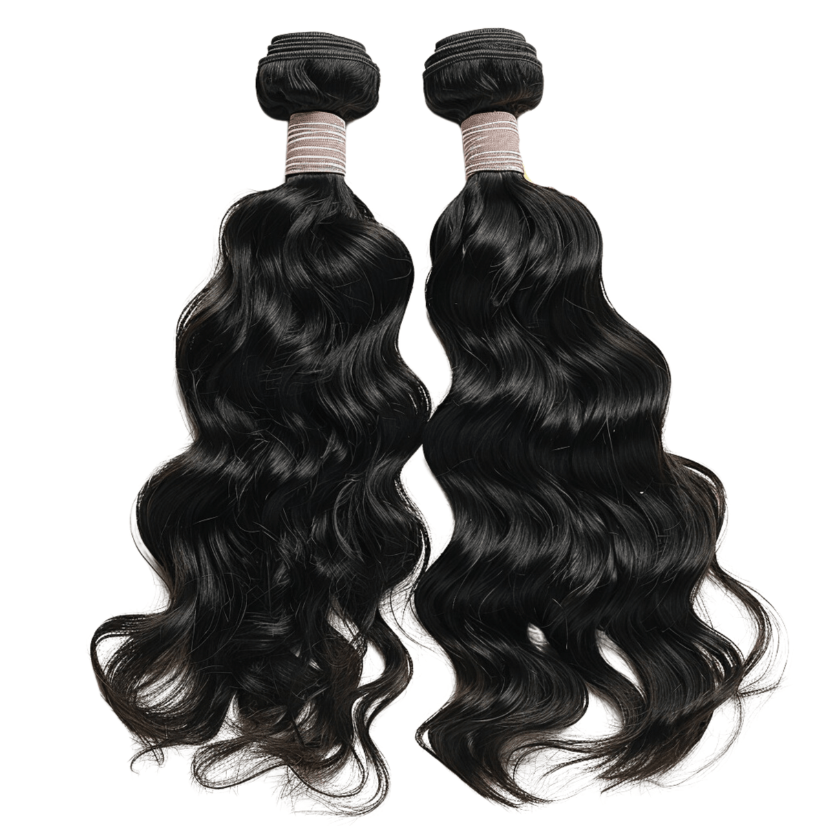 100% Virgin Human Hair Natural Wave Bundles styled in loose waves